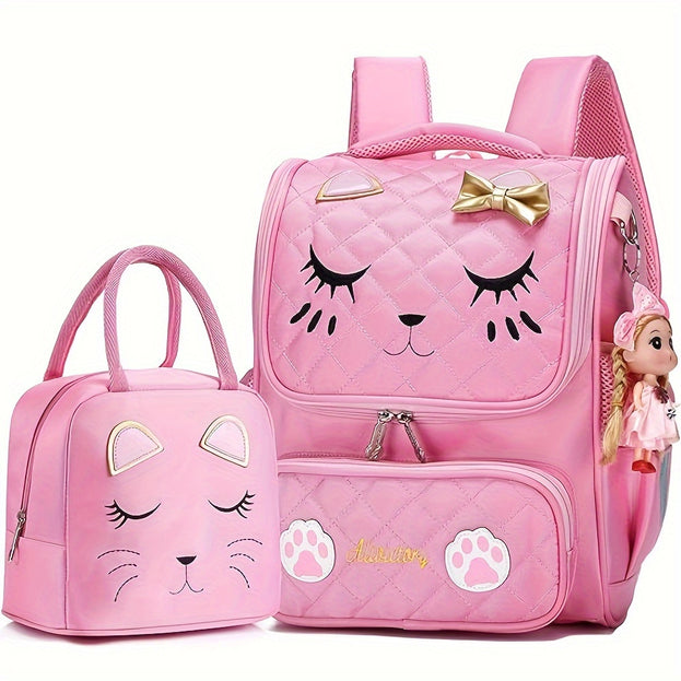 Girls Backpack Set with Lunch Box 15.6 Inch Laptop Backpack Large Book Bag for Elementary and Middle School Students