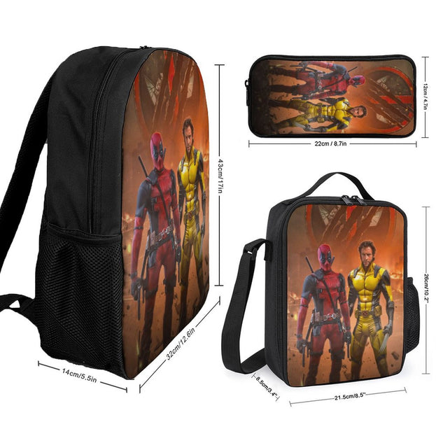 17 Inch Deadpool Wolverine Backpack Ideal for Teen Boys and Girls