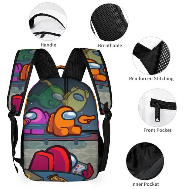 New Among Us Cartoon School Backpack Includes Lunch Box and Pencil Case Ideal for Elementary and Middle School Students