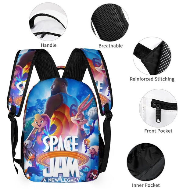 Space Jam Character Backpack Trendy School Bag for Boys and Girls