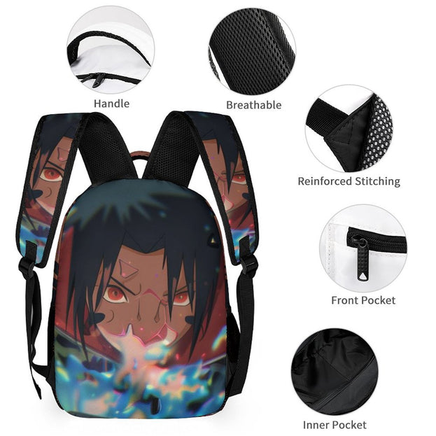 Naruto Sasuke Print Backpack Durable Anime School Bag for Kids Ideal for Elementary and Middle School Students