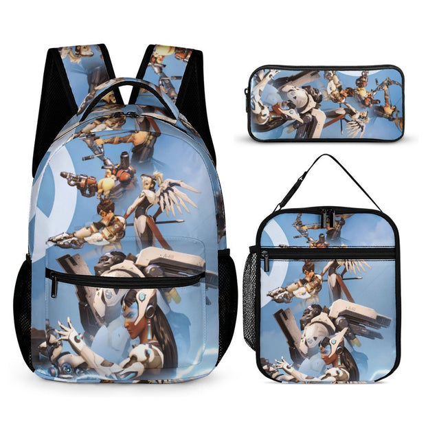 Overwatch Anime Design School Backpack 16 Inch Durable Bag for Elementary and Middle School Students