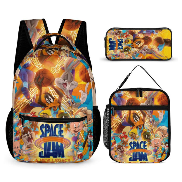 Space Jam Printed Backpack Stylish Anime School Bag for Elementary and Middle School Students