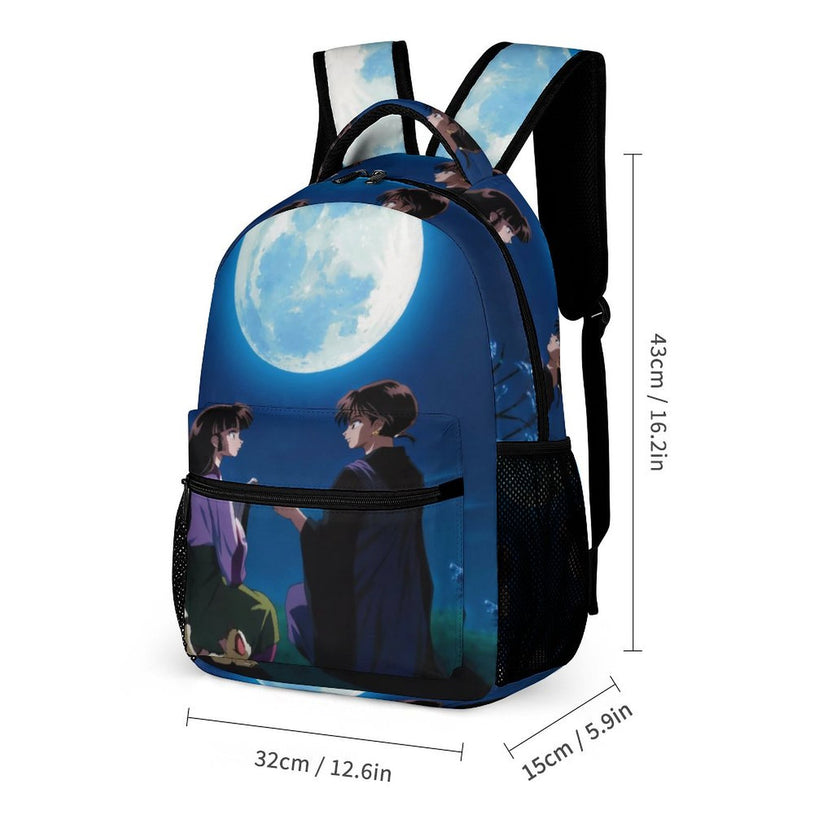 Inuyasha Print Backpack Miroku and Sango Anime School Bag for Kids, Large Capacity Double Shoulder Bag