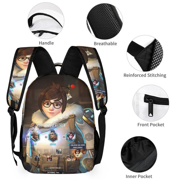 Overwatch-Themed 16 Inch Backpack High-Quality Anime School Bag for Kids and Teens