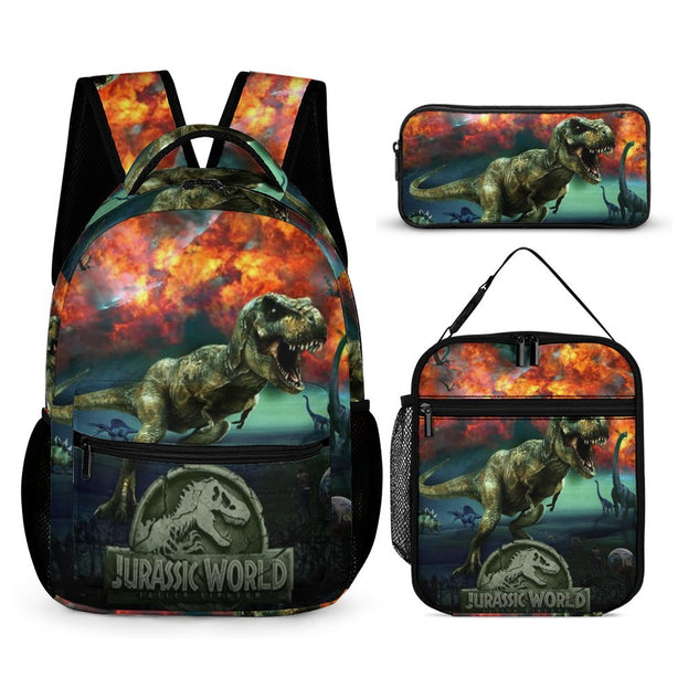 Jurassic World Print Backpack Anime School Bag for Elementary and Middle School Students