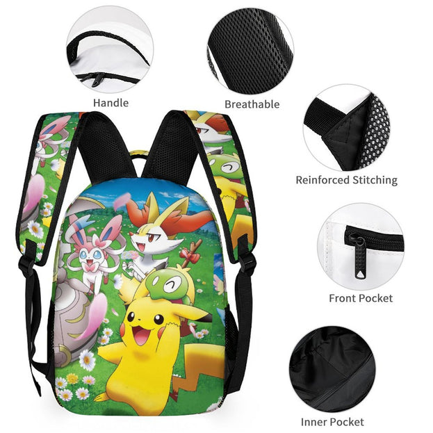 Pokemon Pikachu Print Backpack Large Capacity Anime School Bag for Kids Durable and Stylish Double Shoulder Bag