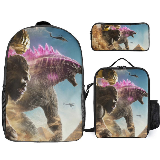 17 Inch Godzilla x Kong The New Empire School Backpack Tough and Trendy for Teen Boys and Girls