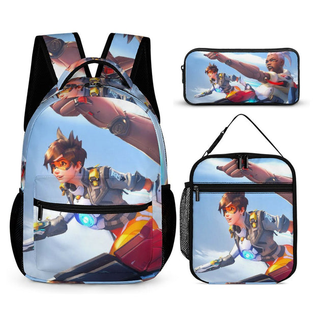 16 Inch Overwatch Print Backpack Stylish and Sturdy Anime School Bag for Kids