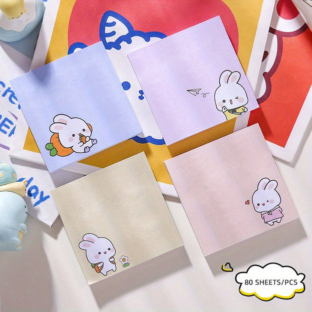 5 Pcs Portable Cartoon Sticky Notes Solid Color Tearable Note Paper for Students