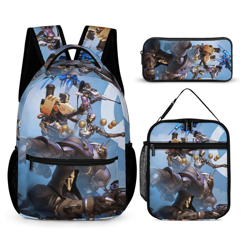 Overwatch Anime Print Backpack 16 Inch Durable and Stylish School Bag for Elementary and Middle School Students