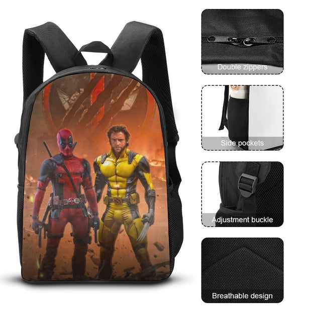 17 Inch Deadpool Wolverine Backpack Ideal for Teen Boys and Girls