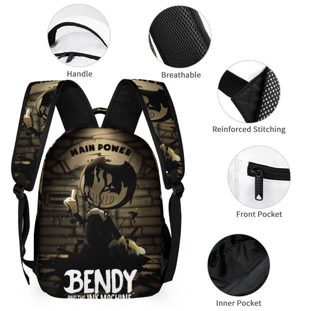 Bendy and the Ink Machine Backpack Trendy Unisex School Bag for Students Casual Double Shoulder Backpack