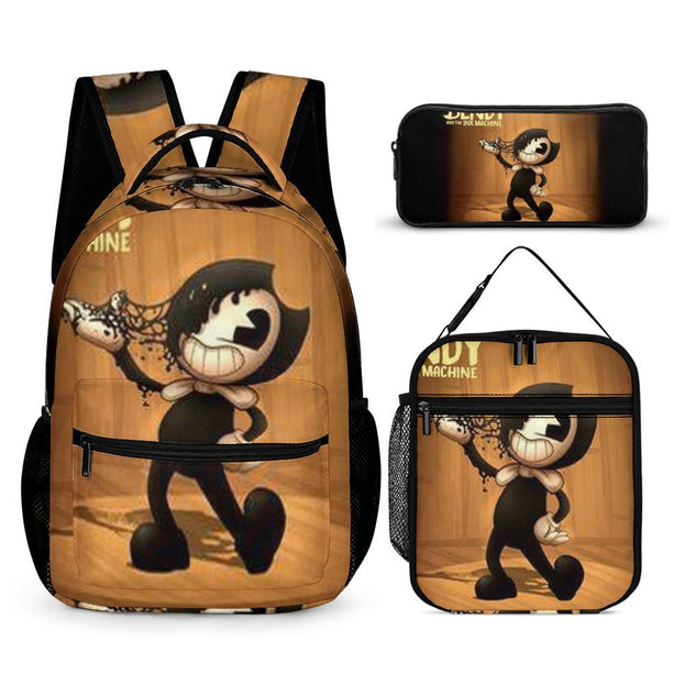 Bendy and the Ink Machine Student Backpack Fashionable Unisex Double Shoulder Bag for School and Casual Use